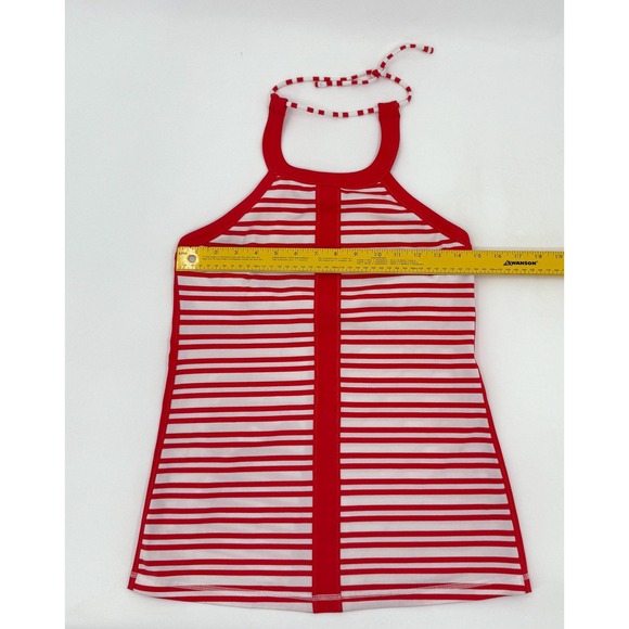 Lululemon Tank Top Womens 8 Red White Striped Hip To Be Zen Halter Yoga - Picture 5 of 9